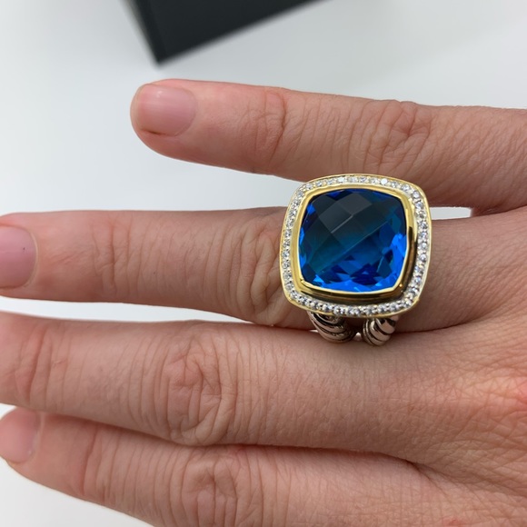 David Yurman Jewelry - David Yurman 925 18kt 14mm Blue Topaz Ring Sz 7